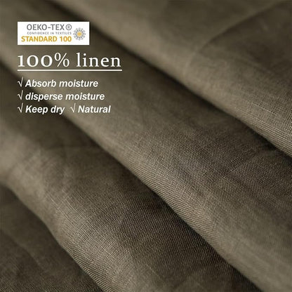 XZ XIFA Olive Green Linen Duvet Cover Full, 100% Washed French Flax Linen Bedding Set with Zipper Closure, Cooling & Textured Bed Sets for Hot Sleepers(1 Duvet Cover, 2 Pillowcases)