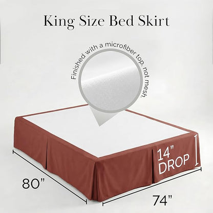 Southshore Fine Living, Inc. Hotel Quality King Bed Skirt - 14" Drop, Elegant Pleated Design, Premium Dust Ruffle/King Size Bed Skirt, Easy Care, Luxury Bed Skirt King Size, Marsala (Terra Cotta)
