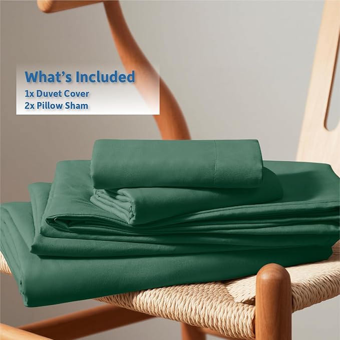 Nestl Dark Green Duvet Cover King Size - Soft Double Brushed King Duvet Cover Set, 3 Piece, with Button Closure, 1 Duvet Cover 104x90 inches and 2 Pillow Shams