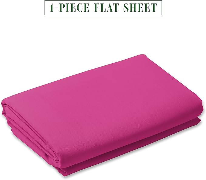 Elegant Comfort Wrinkle-Free 1500 Premier Hotel Quality 1-Piece Flat Sheet, Twin/Twin XL Size, Pink