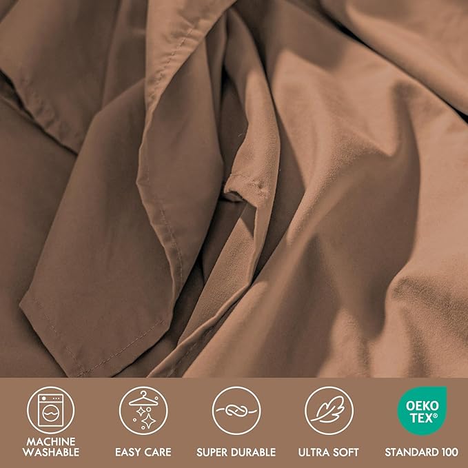 ClevaHome Full Size Sheet Set - 6 Piece Soft Breathable Luxury Bed Sheet Set - Shrinkage & Fade Resistant Embroidered Bedding Sheet with 14-inch Deep Pocket, 2 Extra Pillowcases (Full, Sandy Brown)