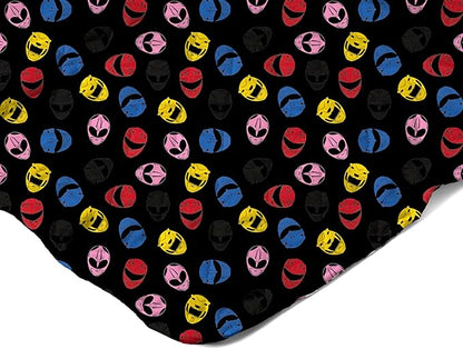 Power Rangers and Helmets Quilted Throw Blanket, Classic Mighty Morphin Helmet Icons, Comfy Throw, Adults Boys Girls, Soft Lightweight Bedding for Bed, or Couch, 60 x 80 Inches
