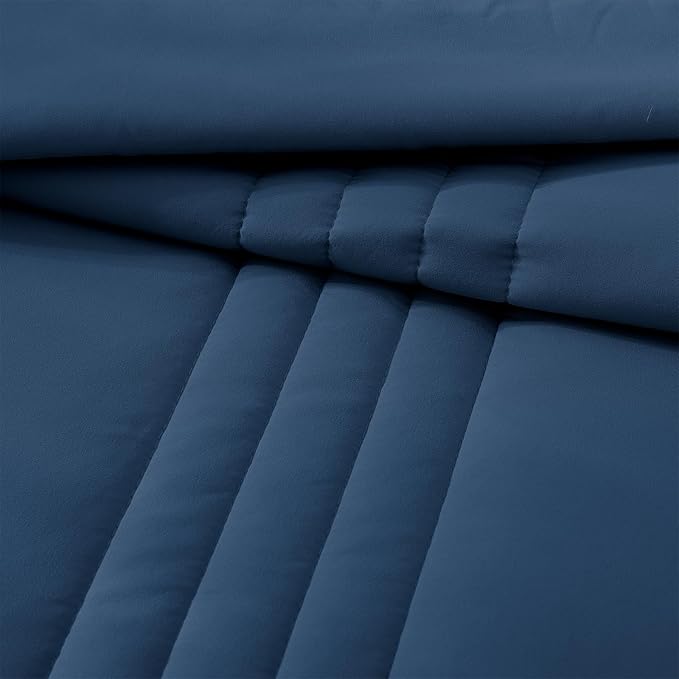 Monbix Full Size Comforter Set - 7 Pieces Serenity Blue Bed in a Bag, Full Size Bedding Sets with Comforters, All Seasons Comforter with Sheets,Pillowcases & Shams