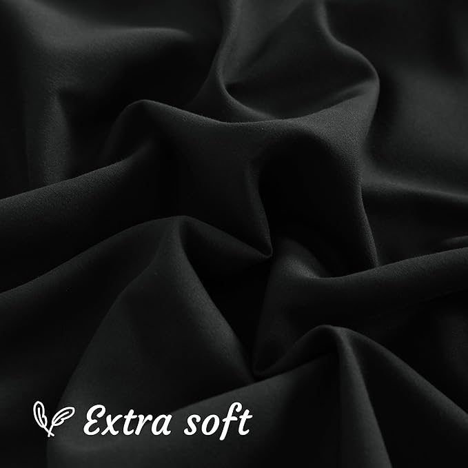 NTBAY King Pillow Cases Set of 2, 2 Pack Brushed Microfiber 20x36 Pillow Cases, Soft, Wrinkle, Fade, Stain Resistant Black Pillow Cases with Envelope Closure, 20x36 Inches, Black