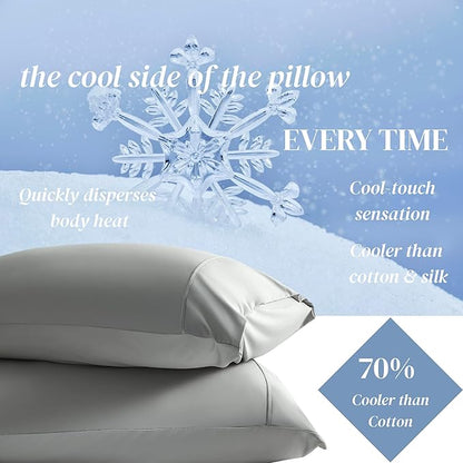 Beckham Hotel Collection Cooling Pillowcases for Hot Sleepers, Standard/Queen, Cool Touch Pillow Cases, Buttery Soft, Hair & Skin Friendly, Dark Gray (4 Pieces)
