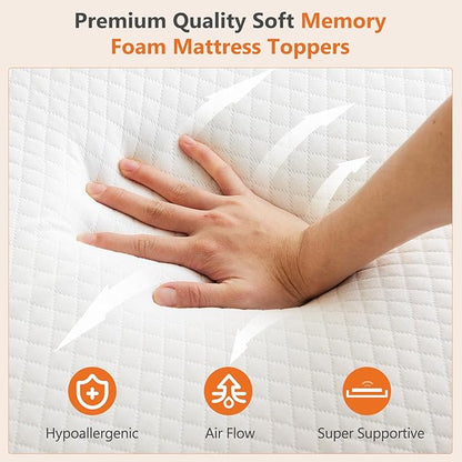 DUMOS 2 Inch Gel Memory Foam Mattress Topper Twin Size, Cooling Breathable Comfy Mattress Pad for Pain Relief, CertiPUR-US Certified (with Removable & Washable Cover)