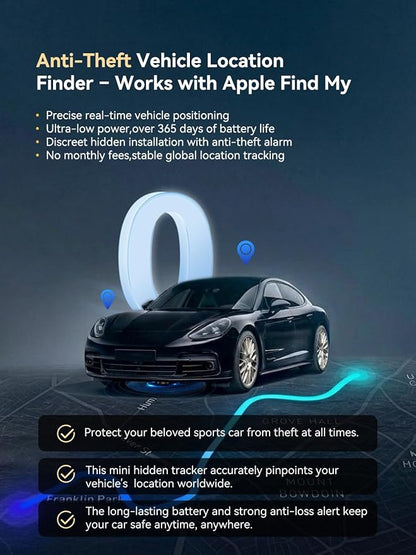 GPS Tracker for Vehicles No Monthly Fee | Mini Hidden Magnetic Car Tracker, iOS Find My (iOS Only), Real-Time GPS, for Cars, Vehicles & Pets