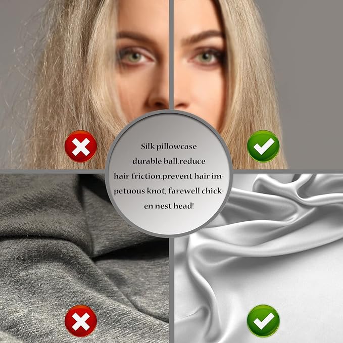 Mulberry Silk Pillowcase for Hair and Skin Standard Size 20"X 26" Pillow Case with Hidden Zipper Soft Breathable Smooth Cooling Silk Pillow Covers for Sleeping (Silver Grey,Standard,1Pcs)