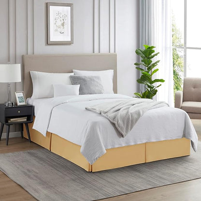 Nestl Gold Bed Skirt Queen Size - Queen Bed Skirt 14 Inch Drop - Brushed Microfiber Bed Skirts - Hotel Quality Pleated Bed Skirt - Shrinkage & Fade Resistant