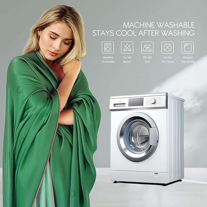 Sheal Cooling Comforter Queen Size 80'' x 90'', Q-Max Rating of >0.4, Double-Sided Cool Tech Comforter & Colors, All-Season Lightweight Blanket to Quickly Cool Down, Watermelon Green