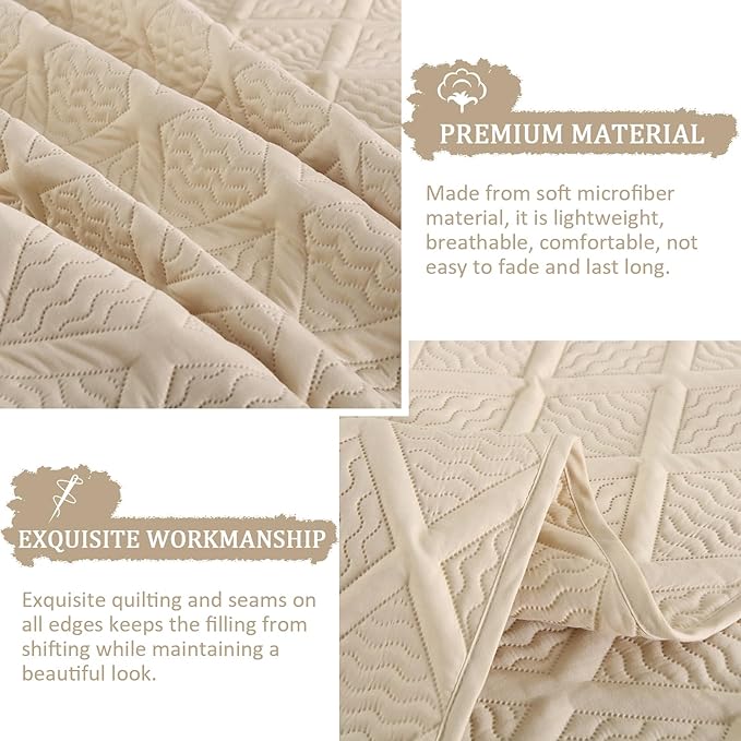 Yiran Camel Quilt Set King Size, 3 Piece Reversible Bedspreads Bedding Set, Fall Diamond Pattern Coverlet for All Season with 2 Pillow Shams (King, 106x96 Inch)