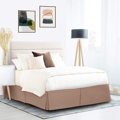 Nestl Taupe Bed Skirt King Size - King Bed Skirt 14 Inch Drop - Brushed Microfiber Bed Skirts - Hotel Quality Pleated Bed Skirt - Shrinkage & Fade Resistant