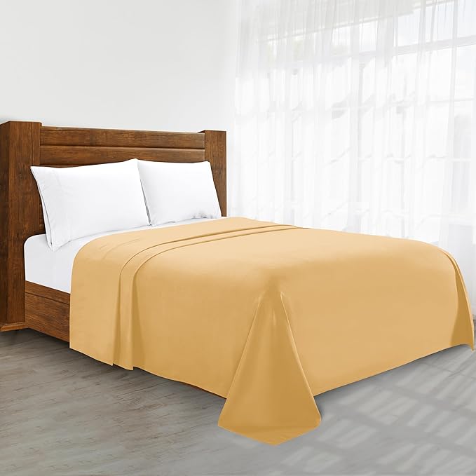 Luxury Flat Sheet on Amazon Elegant Comfort Wrinkle-Free 1500 Premier Hotel Quality 1-Piece Flat Sheet, King Size, Gold