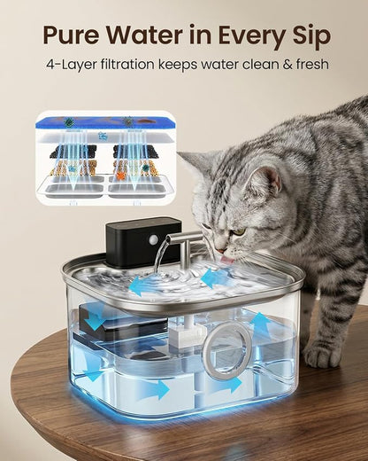6pcs Replacement Filters for 3.2L Cordless Cat Water Fountain | Fits Stainless Steel Model Only, Helps Maintain Fresh Water, Fountain Not Included