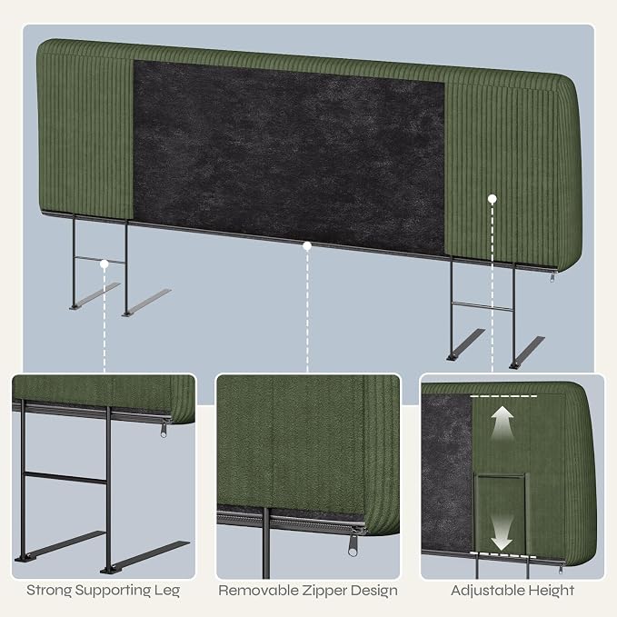 4.7" Upholstered Headboard for King Size Bed, Height Adjustable and Ergonomic Headboard, Easy Assemble, Sturdy and Durable, Olive Green