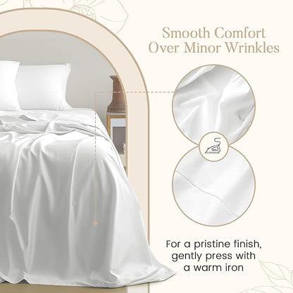 100% Cotton Sheets For King Size Bed, 800 Thread Count Sateen Weave Breathable Bed Sheets, Soft & Comfy Fully Elasticated Sheet & Pillowcase Sets, Machine Washable No Pill Fade Resistant- Semolina