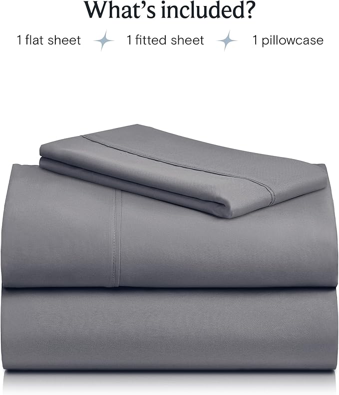 LuxClub Twin XL Sheets - Soft Kids Twin Bed Sheets for Boys and Girls, 3 PC Deep Pockets 18" Wrinkle Free Kids Fitted Sheets Machine Washable Hotel Bedding Silky Soft- Light Grey Twin XL