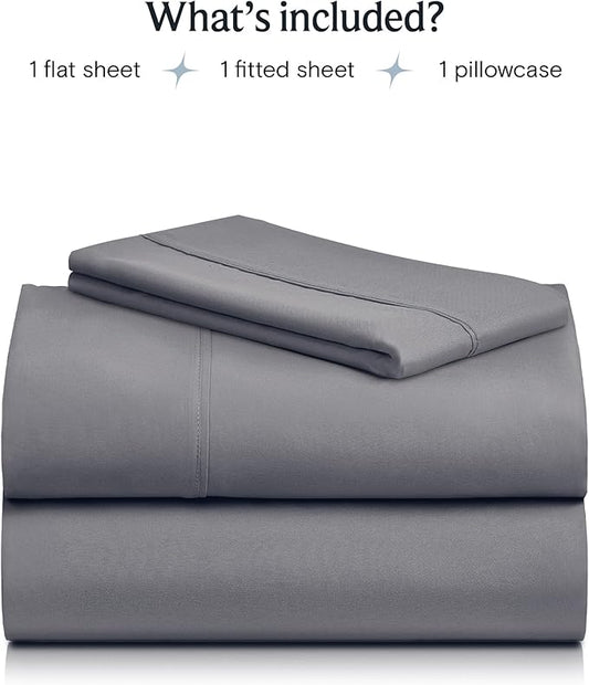 LuxClub Twin XL Sheets - Soft Kids Twin Bed Sheets for Boys and Girls, 3 PC Deep Pockets 18" Wrinkle Free Kids Fitted Sheets Machine Washable Hotel Bedding Silky Soft- Light Grey Twin XL