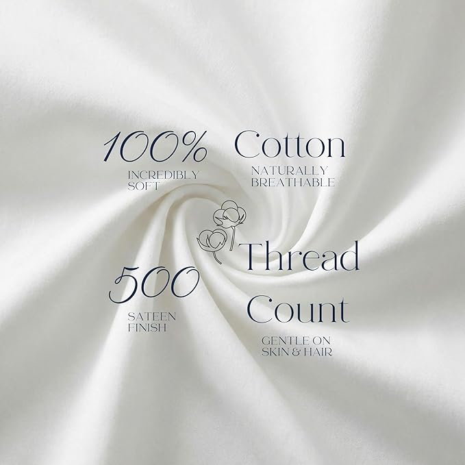 Beckham Hotel Collection Cotton Pillowcases King Size, Sateen Finish, Open End, Breathable, Moisture-Wicking, White (4 Pieces)