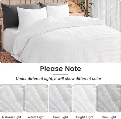 NEXHOME PRO Twin Duvet Cover, White 2 Pieces Boho Tufted Duvet Cover Set, Soft and Lightweight 100% Washed 100% Washed Microfiber Comforter Cover Set for All Season(White Twin, 66 x 90)-No Comforter
