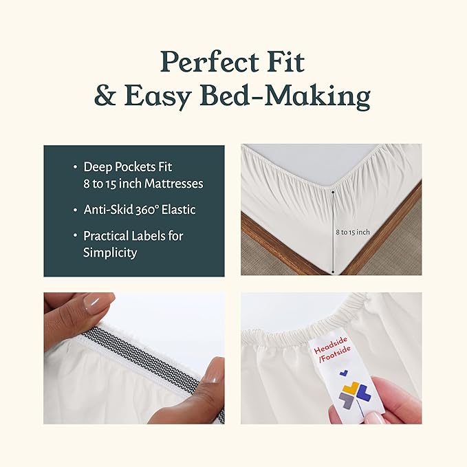 California Design Den 2-Pack 100% Organic Cotton Sheet Sets Full Size Bed - Crisp Percale Feel, Deep Pocket Sheets, Lightweight Bedding Set - True Ivory