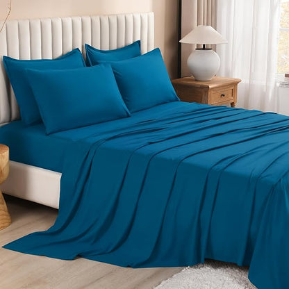 Litanika Comforter Queen Size Set Teal - 7 Pieces Bed in a Bag Queen Bedding Comforter Sets, Plain Lightweight Bed Set with Comforter, Sheets, Pillowcases & Shams