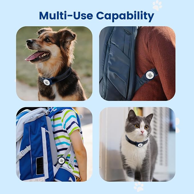 Smart Dog Tracker for Collar, for iOS & Android, Pet Location Tracker with Holder, No Monthly Fee, Real-Time Location Updates, IPX6 Waterproof, 365 Days Battery Life, GPS Dog Tracker, Blue
