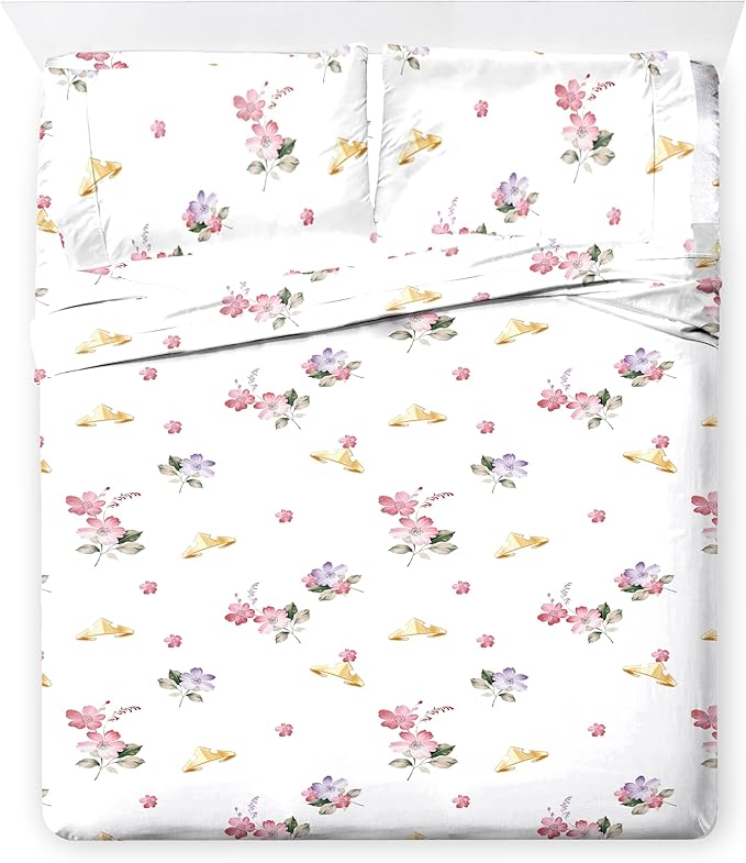 Jay Franco Disney Princess Full Size Comforter Set - 7 Piece Bedding Includes Sheet Set & Pillow Covers - Super Soft Cozy Floral Bedding with Cinderella and Ariel