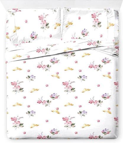 Jay Franco Disney Princess Full Size Comforter Set - 7 Piece Bedding Includes Sheet Set & Pillow Covers - Super Soft Cozy Floral Bedding with Cinderella and Ariel