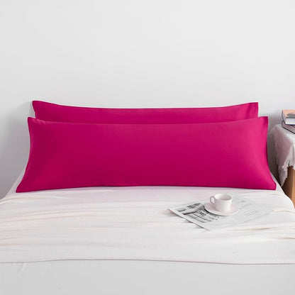 NTBAY Body Pillowcase Set of 2, 20x54 inches, Soft, Wrinkle, Fade Resistant, Magenta, Microfiber, Envelope Closure, 2 Pcs, Machine Washable
