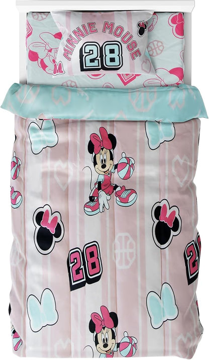 Northwest Disney Minnie Mouse Twin Comforter Set, Reversible Design Ultra Soft Fade Resistant Microfiber Kids Bedding Set, Officially Licensed