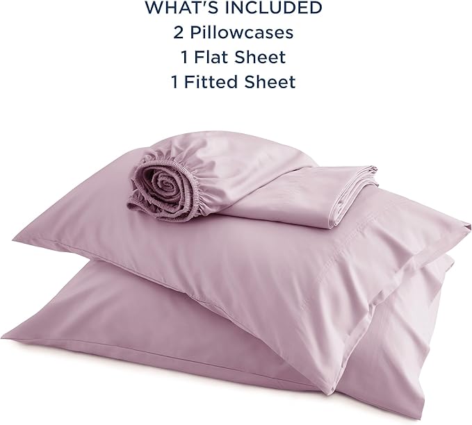 Bedsure Full Size Bed Sheets, Cooling Sheets, Rayon Derived from Bamboo, PureWoven, Breathable & Soft, Deep Pocket Up to 16 Inches, Hotel Luxury Silky Bedding for Hot Sleepers, Lavender
