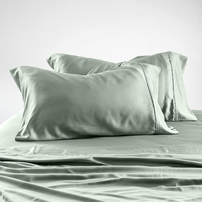 Olive + Crate Tencel Lyocell Eucalyptus Twin Sheets Set - Extra Long Sheet Set - Cooling Tencel Sheets for Hot Sleepers with 16 Inch Deep Pocket Fit - Spring Sage 3-Piece Set