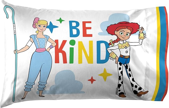 Jay Franco Kids Sheet Set with Fitted, Flat Sheets & Pillow Cover - Ultra-Soft Bedding with Pillowcase for Room Decor, White - Toy Story, 4 Piece Full