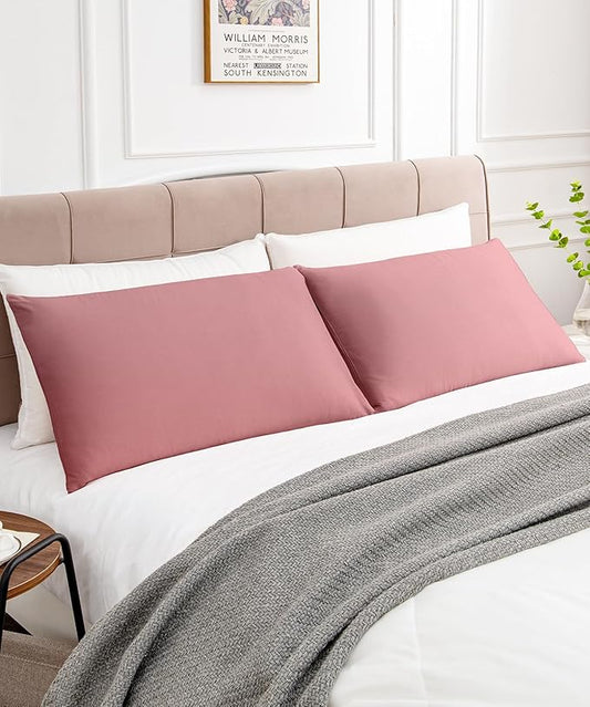 Warmstar Cotton Pillow Cases Standard Size Set of 2, 600 Thread Count Pillowcases 20x26 Inches, Soft Long Staple Cotton Pillowcases Breathable with Envelope Closure,Lotus Pink