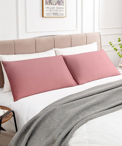 Warmstar Cotton Pillow Cases King Size Set of 2, 600 Thread Count Pillowcases 20x36 Inches, Soft Long Staple Cotton Pillowcases Breathable with Envelope Closure,Lotus Pink