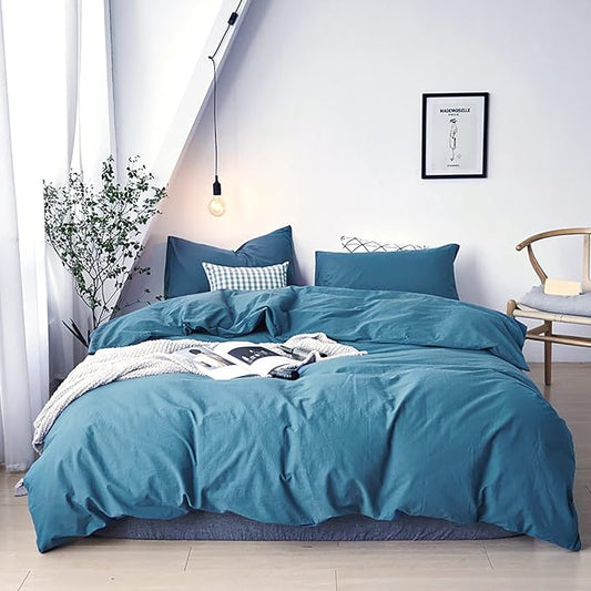 Cottonight Lake Blue Comforter Sets Queen Blue Modern Bedding Comforter Set Full Size Haze Blue Solid Blanket Quilts Lightweight Breathable 3 Piece Bedding Comforter for Alll Ages Season