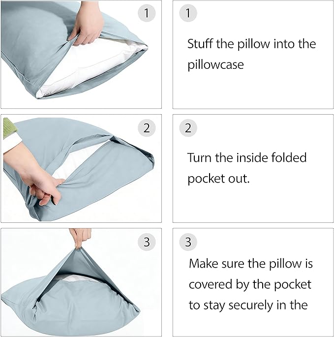 Simple&Opulence 100% Linen Pillowcases Basic Style Solid Color Set of 2, Queen Size Stone Washed Flax Pillow Cover Envelope Closure (20''x30'', Dusty Blue)