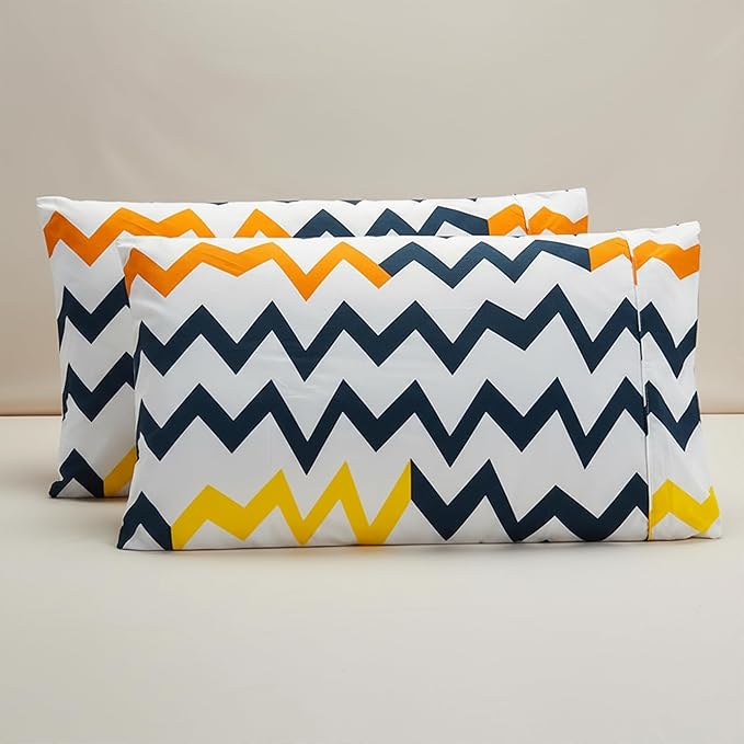 Elegant Comfort Luxury Ultra-Soft 2-Piece Pillowcase Set - 1500 Premium Hotel Quality Microfiber Double Brushed - Wrinkle Resistant, Standard/Queen, Chevron Pattern Colorful