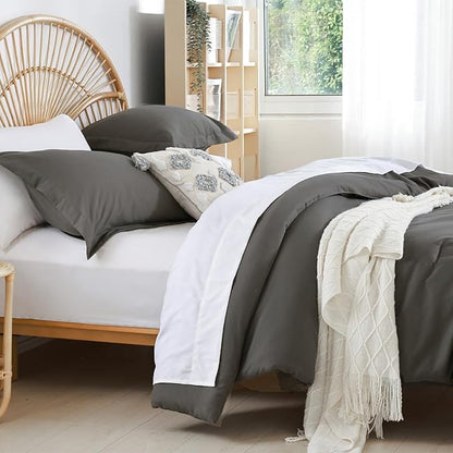 weigelia Twin Comforter Set 5 Pieces Dark Grey Comforter Set Soft Twin Bed Set Twin Bedding Set with Comforters, Flat & Fitted Sheets, Pillowcases & Shams