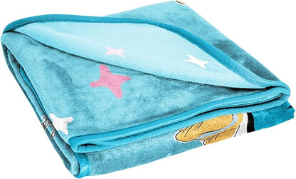 Jay Franco Kids Plush Throw Blanket – Soft & Cozy Fleece Throw for Bedroom & Couch Décor, Official Licensed Product, Blue - Disney Princess Cinderella, 40x50 - Travel Blanket