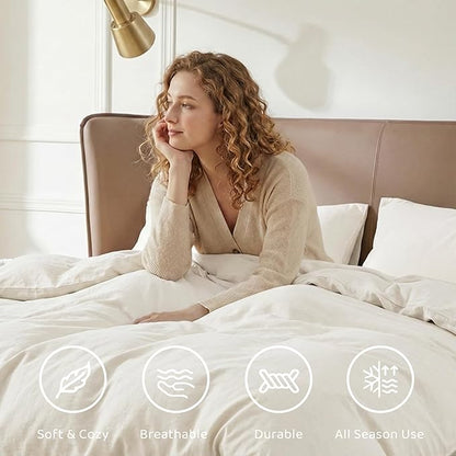 WRENSONGE King Comforter Set, 7 Pieces White Soft Bed in a Bag King with Fitted Sheet, Flat Sheet, 2 Pillow Shams, and 2 Pillowcases- Warm Bedding Set for All Season