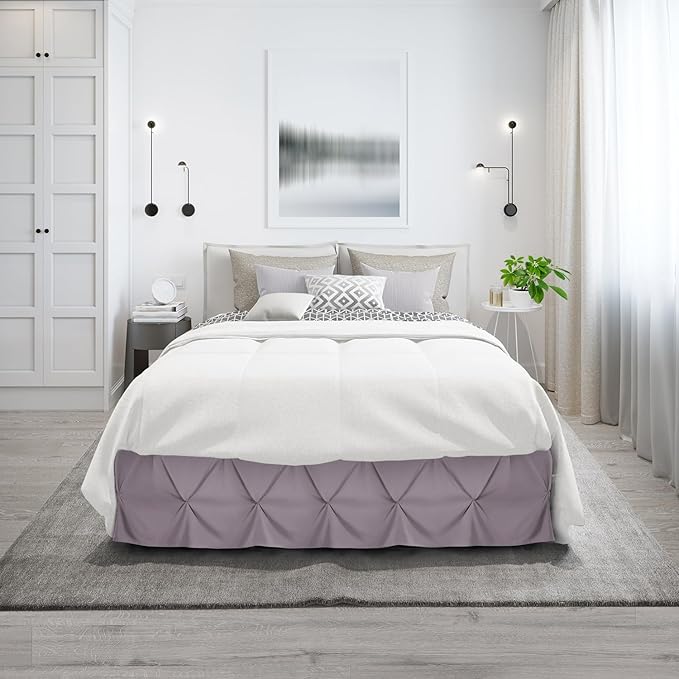 Nestl Dusty Purple Bed Skirt Twin Size, Pinch Pleat Twin Bed Skirt, 14" Inch Drop Twin Bedskirt, Hotel Quality Dusty Purple Bed Skirts, Microfiber Bedskirt for Twin Bed, Dusty Purple Twin Bed Skirt