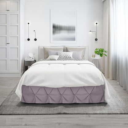 Nestl Dusty Purple Bed Skirt King Size, Pinch Pleat King Bed Skirt, 14" Inch Drop King Bedskirt, Hotel Quality Dusty Purple Bed Skirts, Microfiber Bedskirt for King Bed, Dusty Purple King Bed Skirt