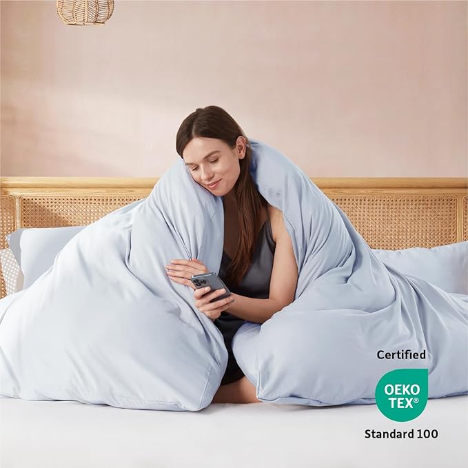Nestl Twin Duvet Cover Set - Soft Double Brushed Ice Blue Duvet Cover Twin/Twin XL, 2 Piece, with Button Closure, 1 Duvet Cover 68x90 inches and 1 Pillow Sham