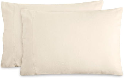 Bare Home Flannel King Pillowcases Set of 2-100% Cotton - Velvety Soft & Cozy - Double Brushed Heavyweight Flannel Pillowcases (King Pillowcase Set of 2, Sand)