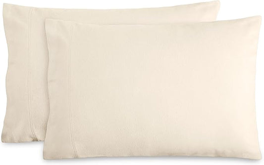 Bare Home Flannel King Pillowcases Set of 2-100% Cotton - Velvety Soft & Cozy - Double Brushed Heavyweight Flannel Pillowcases (King Pillowcase Set of 2, Sand)