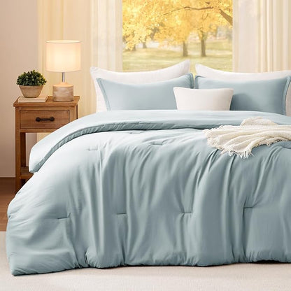 Twin Comforter Set Mist Blue,2PCS Soft Lightweight Breathable Bedding Comforter for All Season, Twin Size(68''×90'' Comforter & 1 Pillowcase)