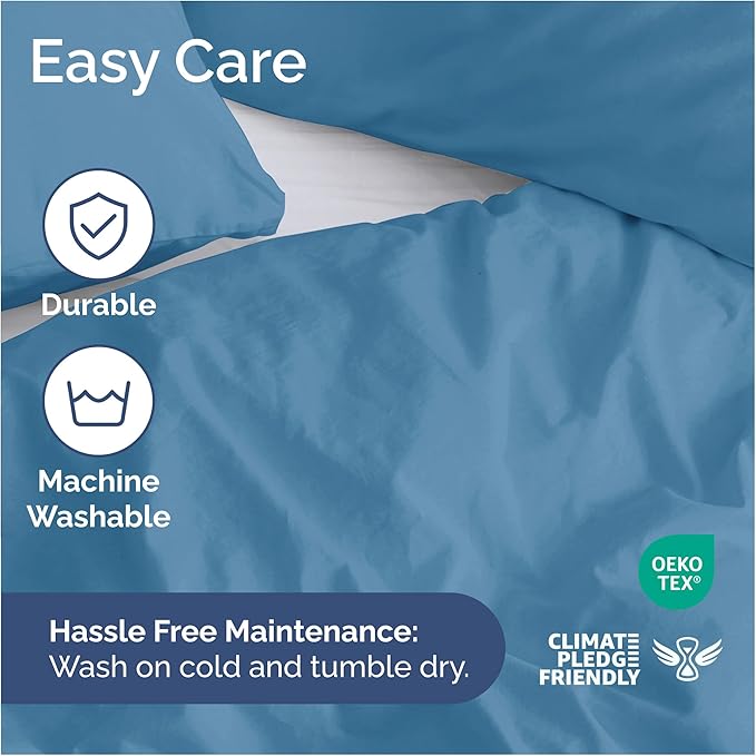 Duvet Cover Cal King Size Set - Extra Soft Cal King Duvet Cover 104" x 98" with 2 Pillow Shams - Hotel Luxury, Easy Care & Fade Free w/ Zipper Closures & Ties - Comfy, Cozy & Breathable (Denim Blue)