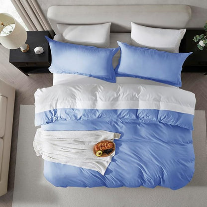 Nestl Calm Blue California King Duvet Cover Sets - Soft Prewashed Cal King Duvet Cover, 3 Piece, with Zipper Closure, 1 Duvet Cover 104x98 inches and 2 Pillow Shams